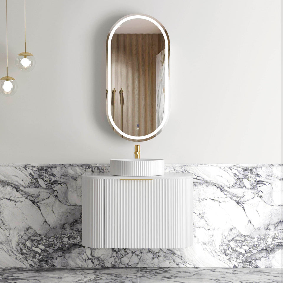 Otti Bondi White Fluted Wall Hung Vanity