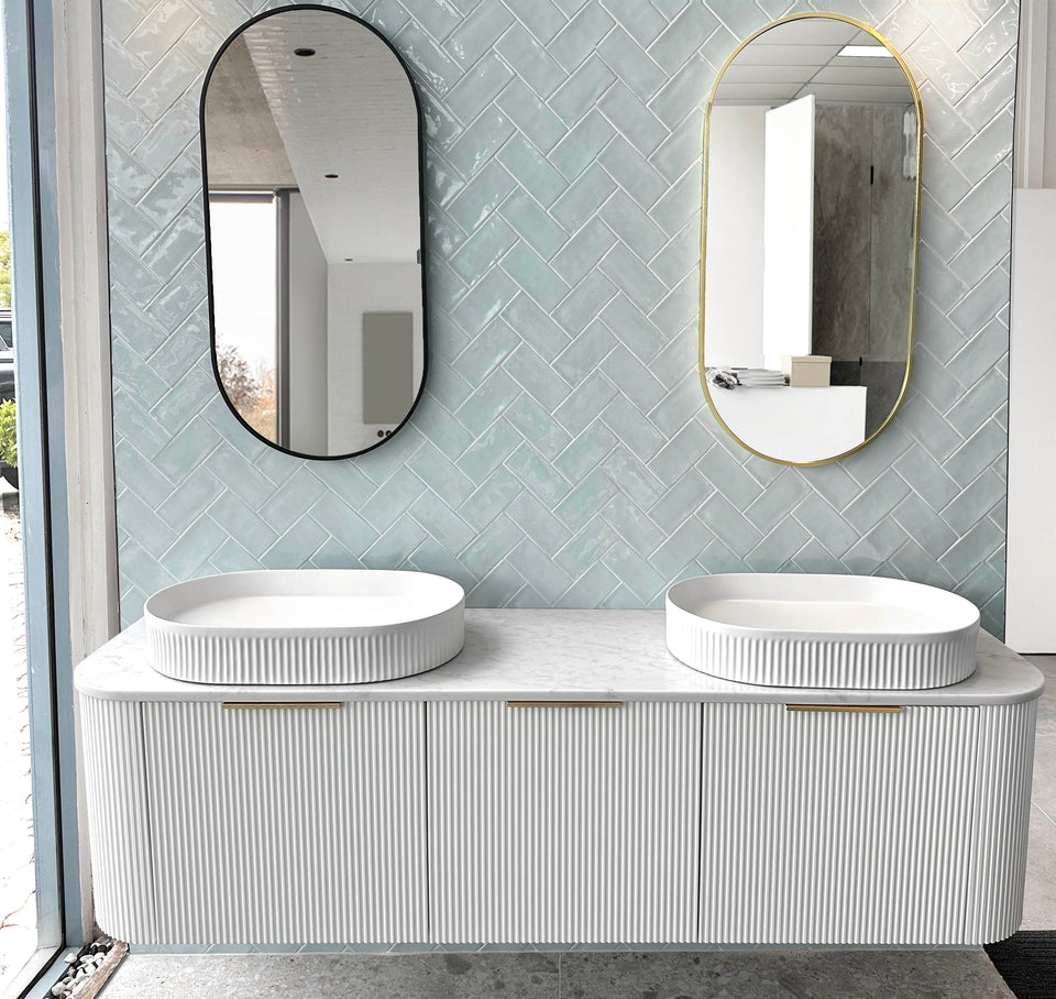 Otti Bondi Fluted Curved Wall Hung Vanity - White