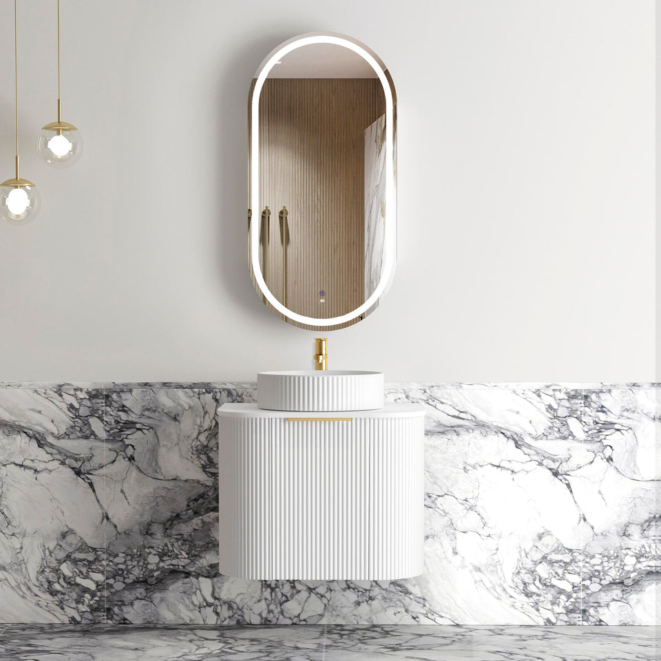Otti Bondi Fluted Curved Wall Hung Vanity - White