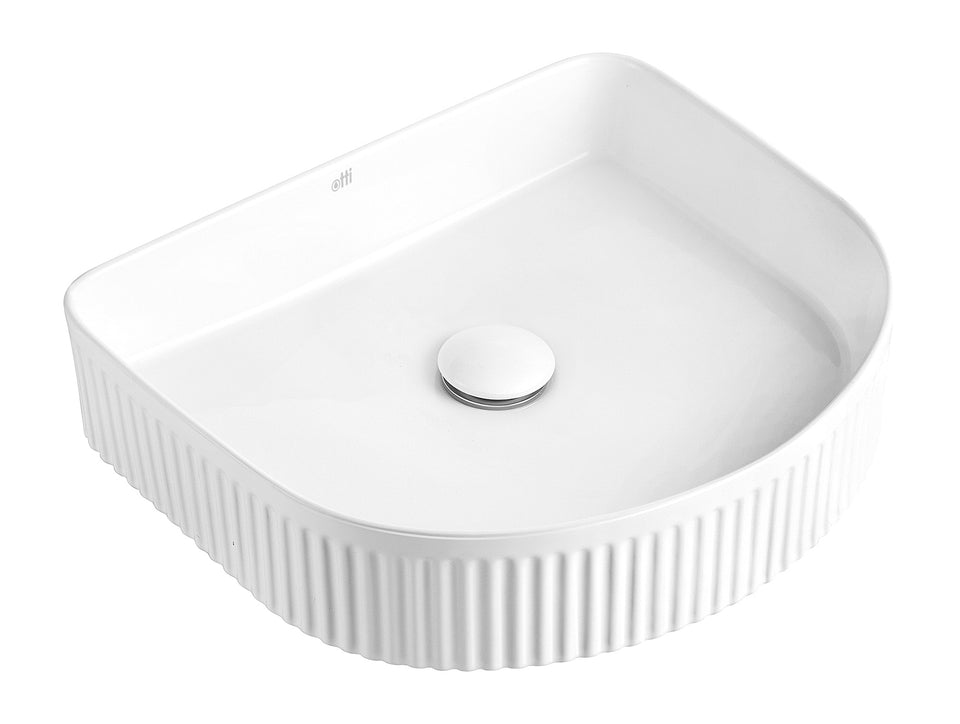 Otti Archie 415mm Fluted Above Counter Basin - Gloss White