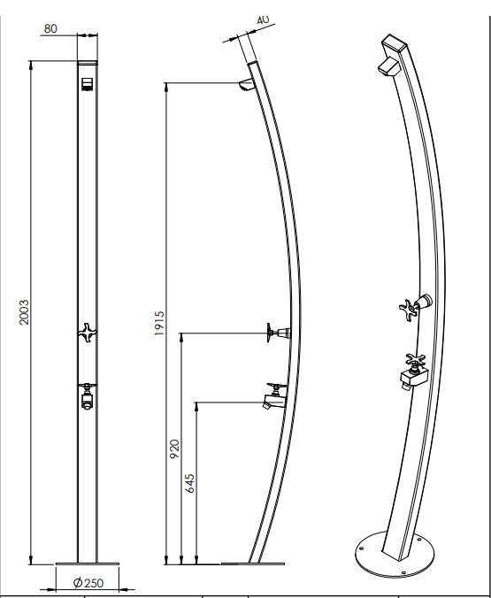 Rainware - Noosa Freestanding Outdoor Shower Cold + Footwash Product Code - 3003