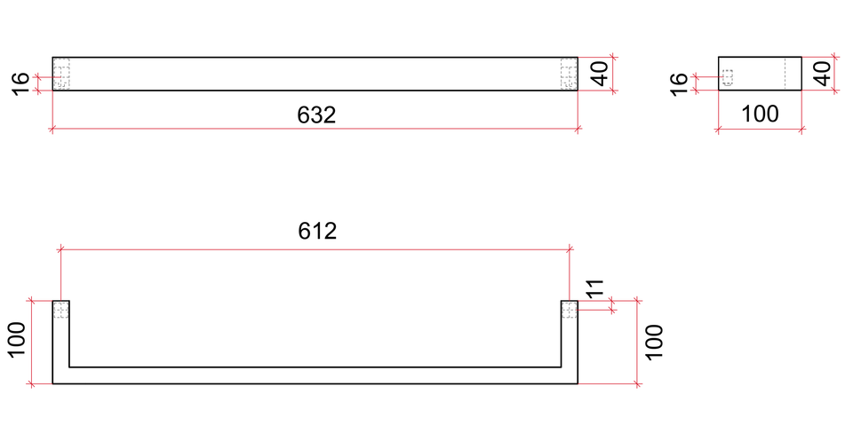 Thermogroup Square Single Bar Heated Towel Rail