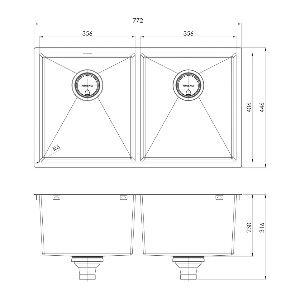 Phoenix Series Double Bowl Sink