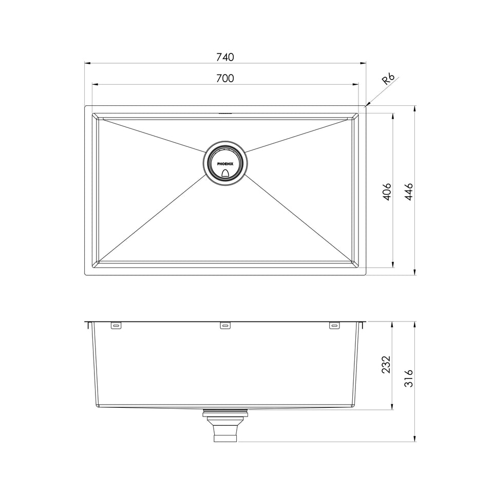 Phoenix Series Extra Large Single Bowl Sink