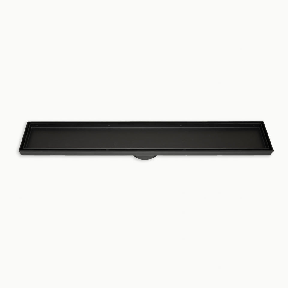 Radiant Linear Tile Insert Floor Grate (Matt Black) 100mm x 700mm (74mm Outlet) (316-BLK-RGL-700-74)