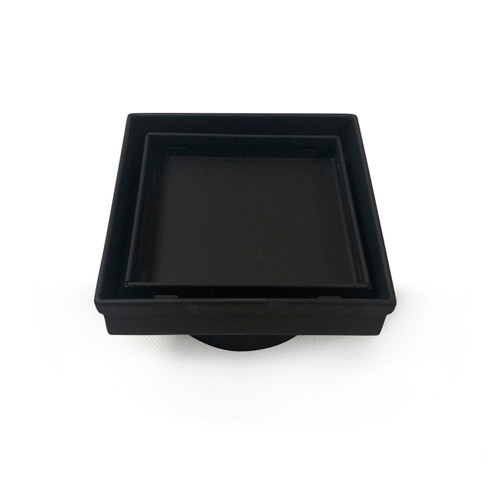 Radiant Square Tile Insert Floor Grate - Matt Black / 100x100mm / 38mm (316-BLK-RGS-100-38)