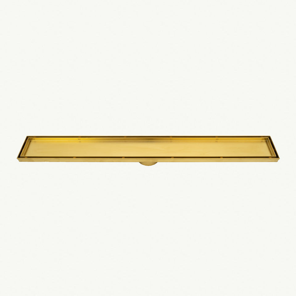 Radiant Linear Tile Insert Floor Grate - Brushed Gold / 100x900mm / 74mm (316-GLD-RGL-900-74)
