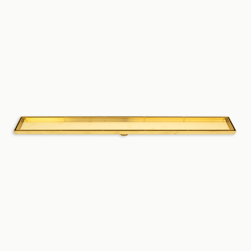 Radiant Linear Tile Insert Floor Grate (Brushed Gold) 100mm x 900mm (38mm Outlet) (316-GLD-RGL-900-38)