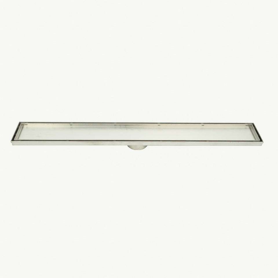 Radiant Linear Tile Insert Floor Grate (Brushed Satin) 100mm x 1000mm (74mm Outlet) (316-RGL-1000-74)