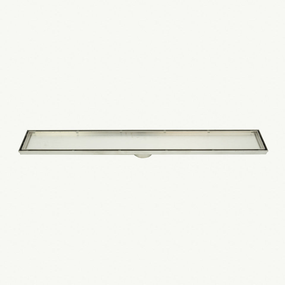 Radiant Linear Tile Insert Floor Grate - Brushed Satin / 100x800mm / 90mm (316-RGL-800-90)