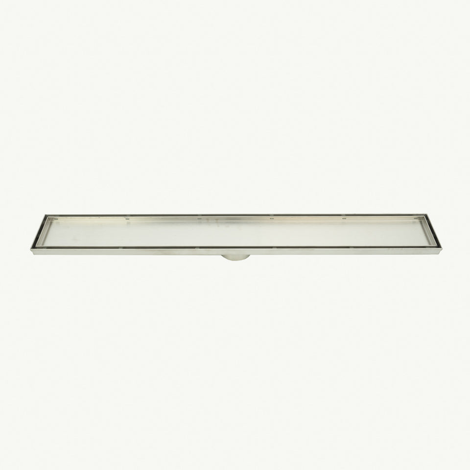 Radiant Linear Tile Insert Floor Grate (Brushed Satin) 100mm x 800mm (38mm Outlet) (316-RGL-800-38)