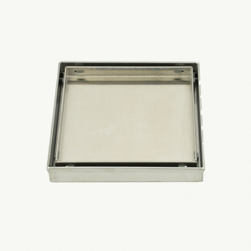 Radiant Square Tile Insert Floor Grate - Brushed Satin / 150x150mm / 74mm (316-RGS-150-74)