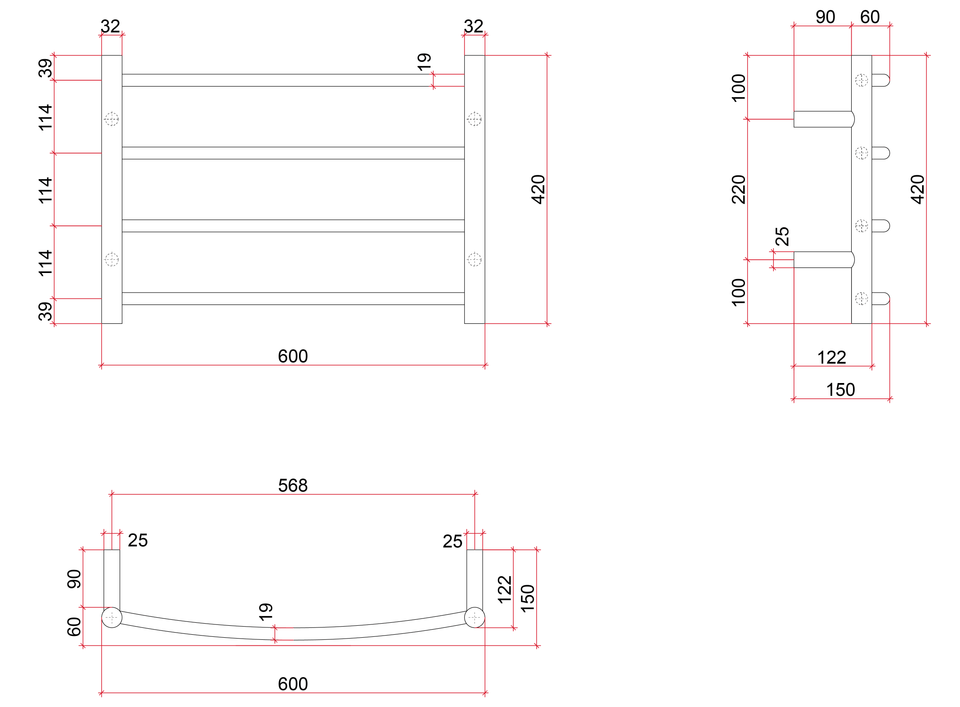 Thermogroup Curved Round Ladder Heated Towel Rail