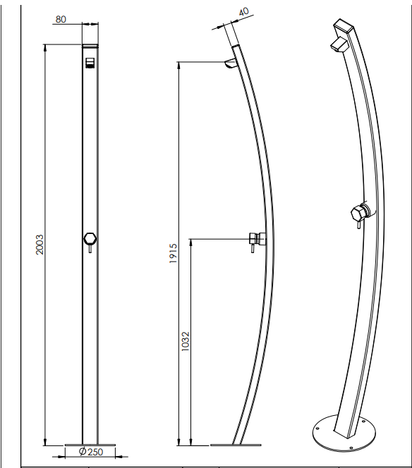 Rainware - Noosa Freestanding Outdoor Shower Hot & Cold Mixer Product Code - 4005