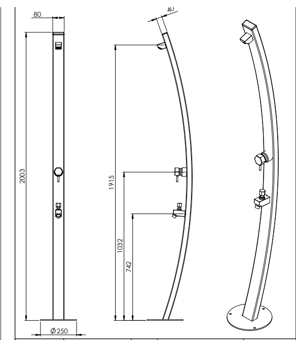 Rainware - Noosa Freestanding Outdoor Shower Hot & Cold Mixer + Footwash 4006 Product Code - 4006