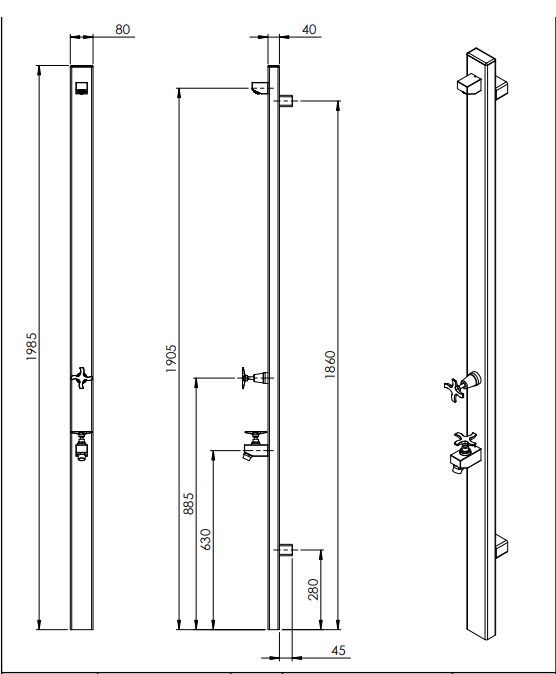 Rainware - Suncoast Wall Mounted Outdoor Shower Cold + Footwash Product Code - 4201