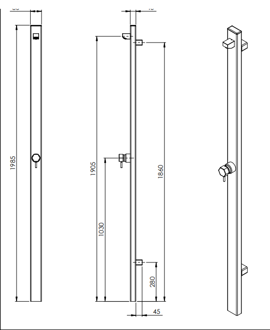 Rainware - Suncoast Wall Mounted Outdoor Shower Hot & Cold Mixer Product Code - 4300