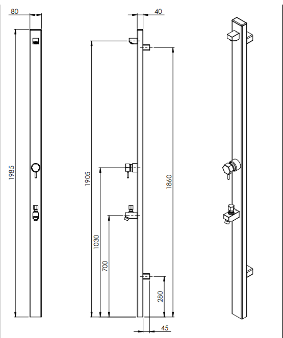 Rainware - Suncoast Wall Mounted Outdoor Shower Hot & Cold Mixer + Footwash  Product Code - 4301