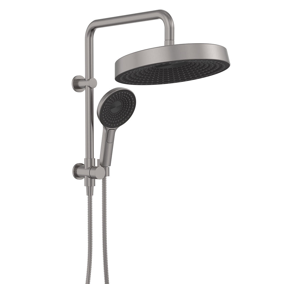 Fienza Kuro Twin Half Rail Shower Round Head Gun Metal