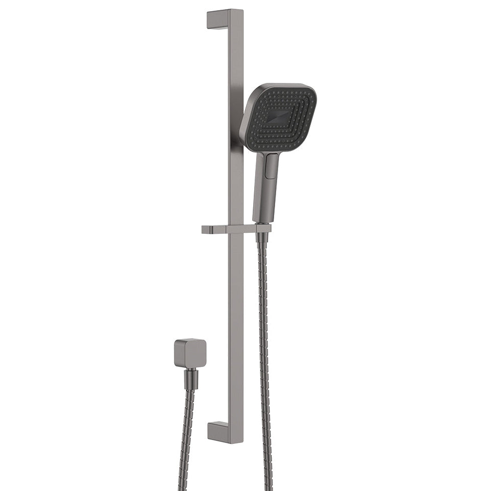 Fienza Kuro Rail Shower Soft Square Head Gun Metal