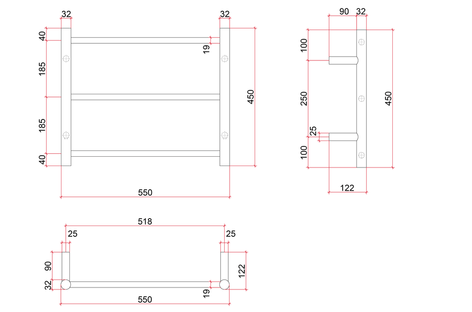 Thermogroup Straight Round Budget Ladder Heated Towel Rail