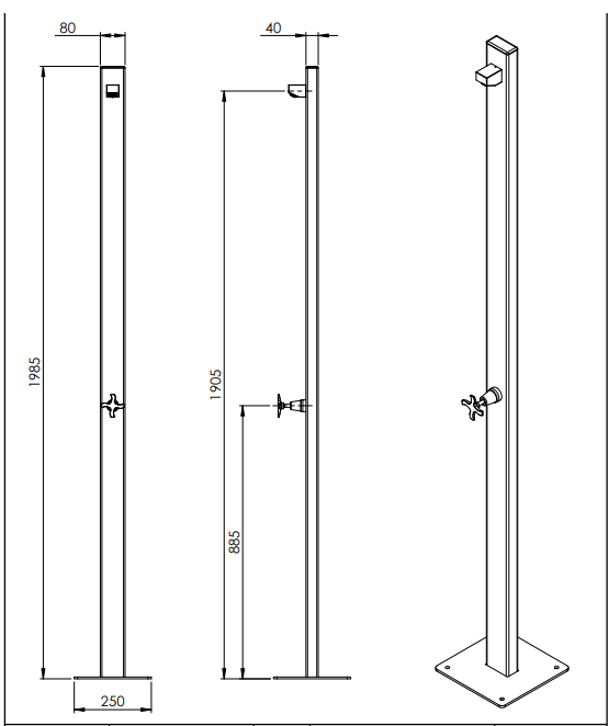 Rainware - Suncoast Premium Freestanding Outdoor Shower Cold Tap Product Code - 4500