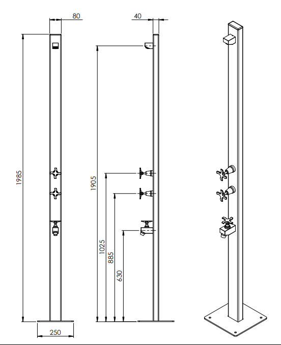 Rainware - Suncoast Premium Freestanding Outdoor Shower Hot & Cold + Footwash Product Code - 4503