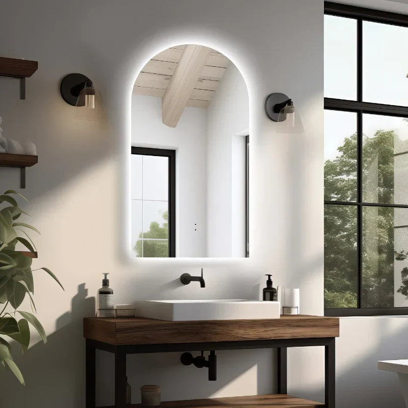 Todi Arc Frameless Arched Touchless LED Mirror Tri-Color Lighting