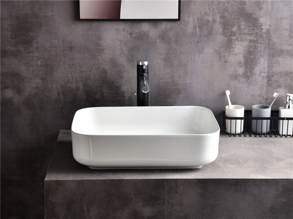 Ovia 500x400x135mm Rectangle Counter Top Basin Gloss White