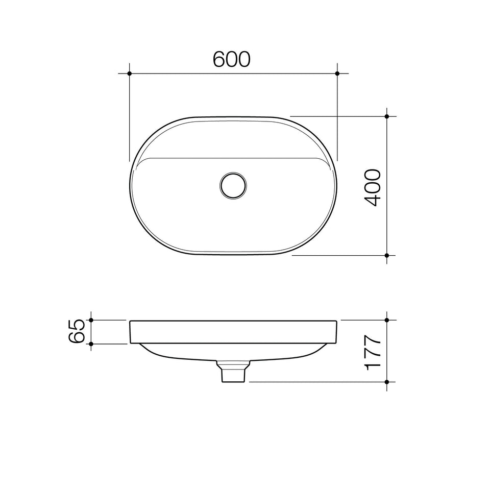 Caroma Liano II Pill Inset Basin with Tap Landing (0 Tap Hole)