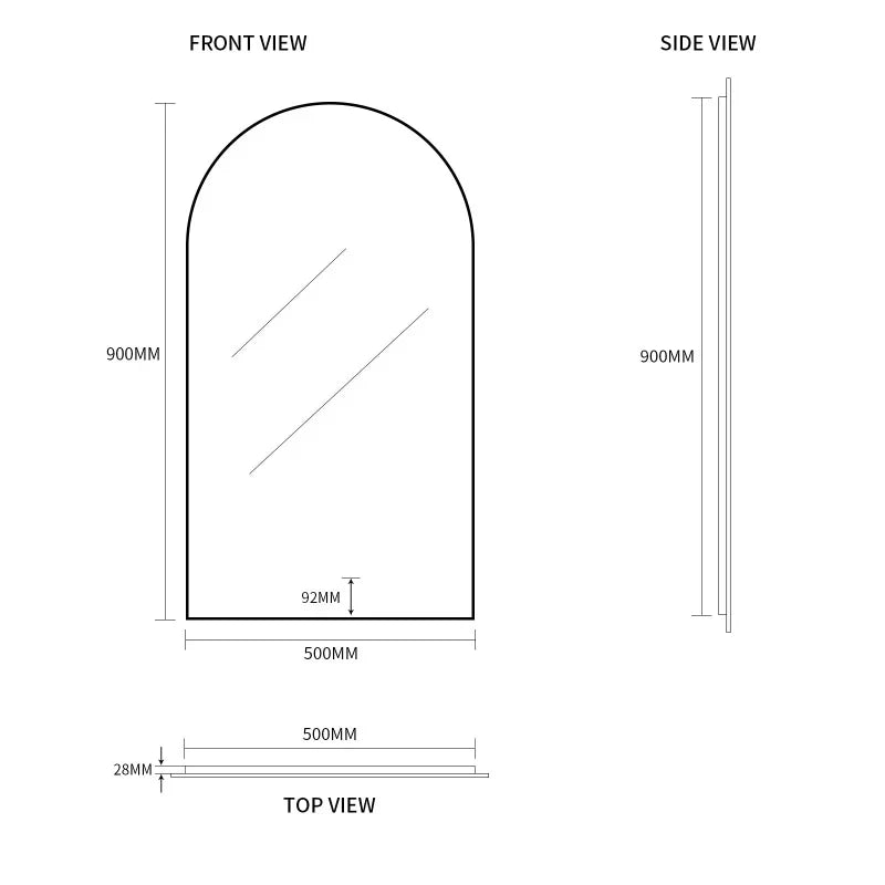 Todi Arc Frameless Arched Touchless LED Mirror Tri-Color Lighting