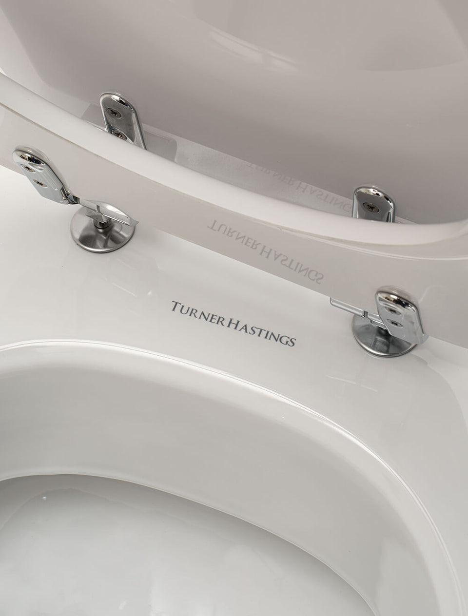 Turner Hastings Stafford Soft Close Toilet Seat - Gloss White with Chrome Hinges