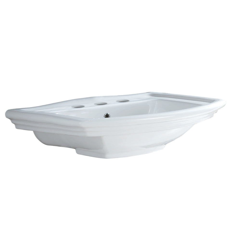 Fienza Washington Wall Basin 560 - 3 Tap Hole White