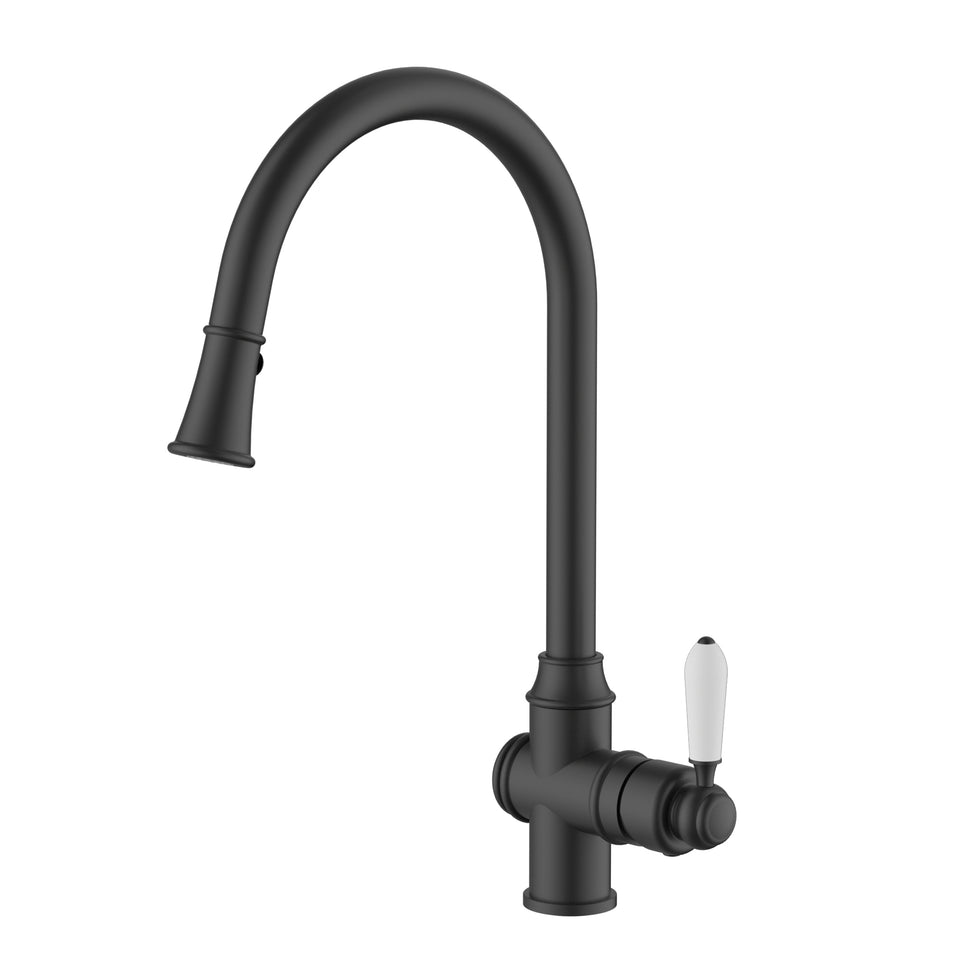 Modern National Bordeaux Pull-Out Kitchen Mixer - Matte Black (BOR005BK)