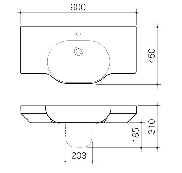 Caroma Opal® 900 Twin Wall Basin - White (632530W)
