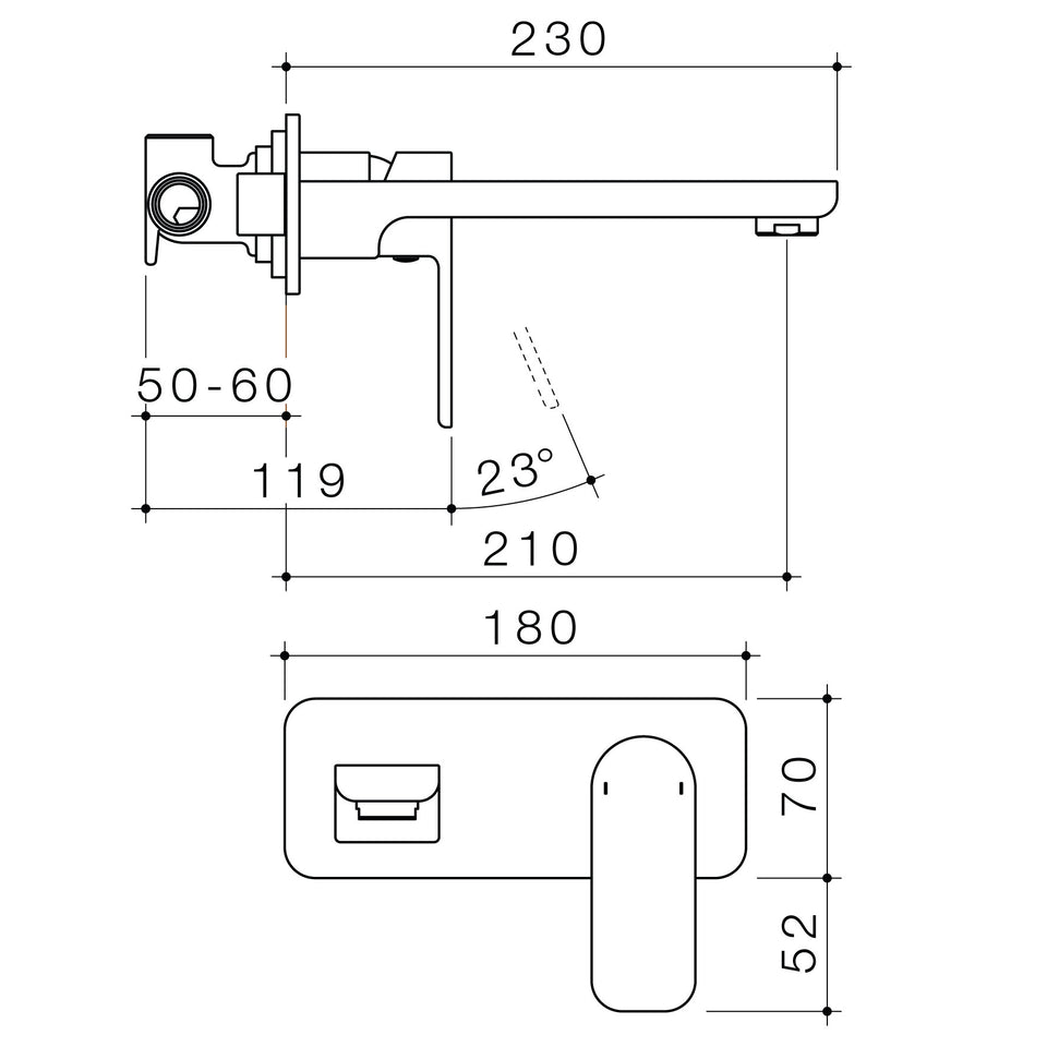 Caroma Luna® Wall Basin/Bath Mixer - Lead Free (68186BB6AF, 68186BL6AF, 68186BN6AF, 68186C6AF)