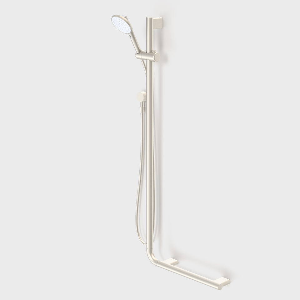 Caroma Opal® Support VJet® Shower with 90 Degree Rail - Left and Right - Brushed Nickel (687368BN4E)