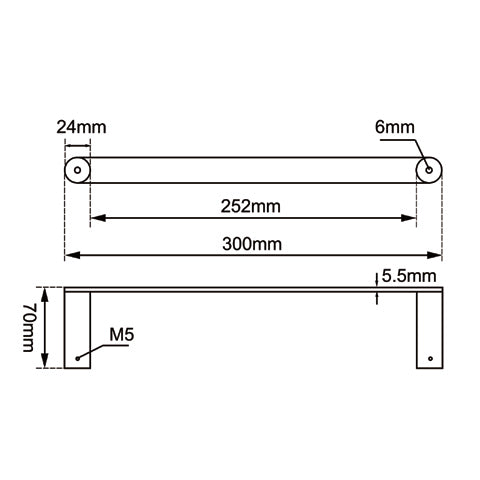 Rumia Black Single Towel Holder 300mm Stainless Steel 304 Wall Mounted (OX6503.TR)
