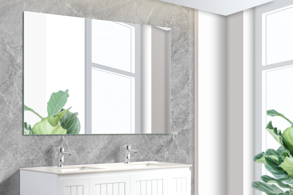 750x750mm Plain Bathroom Mirror Pencil Edge Wall Mounted Vertical or Horizontal - Poseidon PM7575