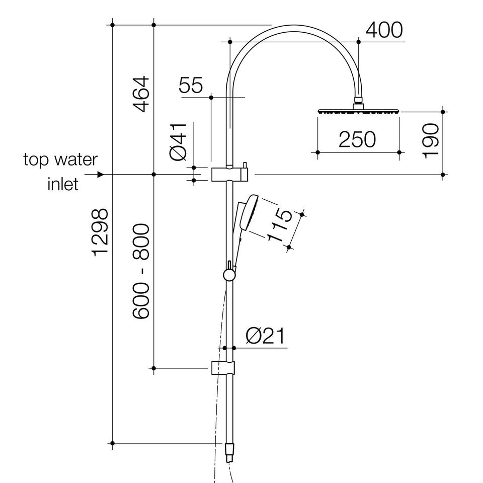Caroma Contura® II Rail Shower with Overhead (849080B4A, 849080BB4A, 849080BBZ4A, 849080BN4A)