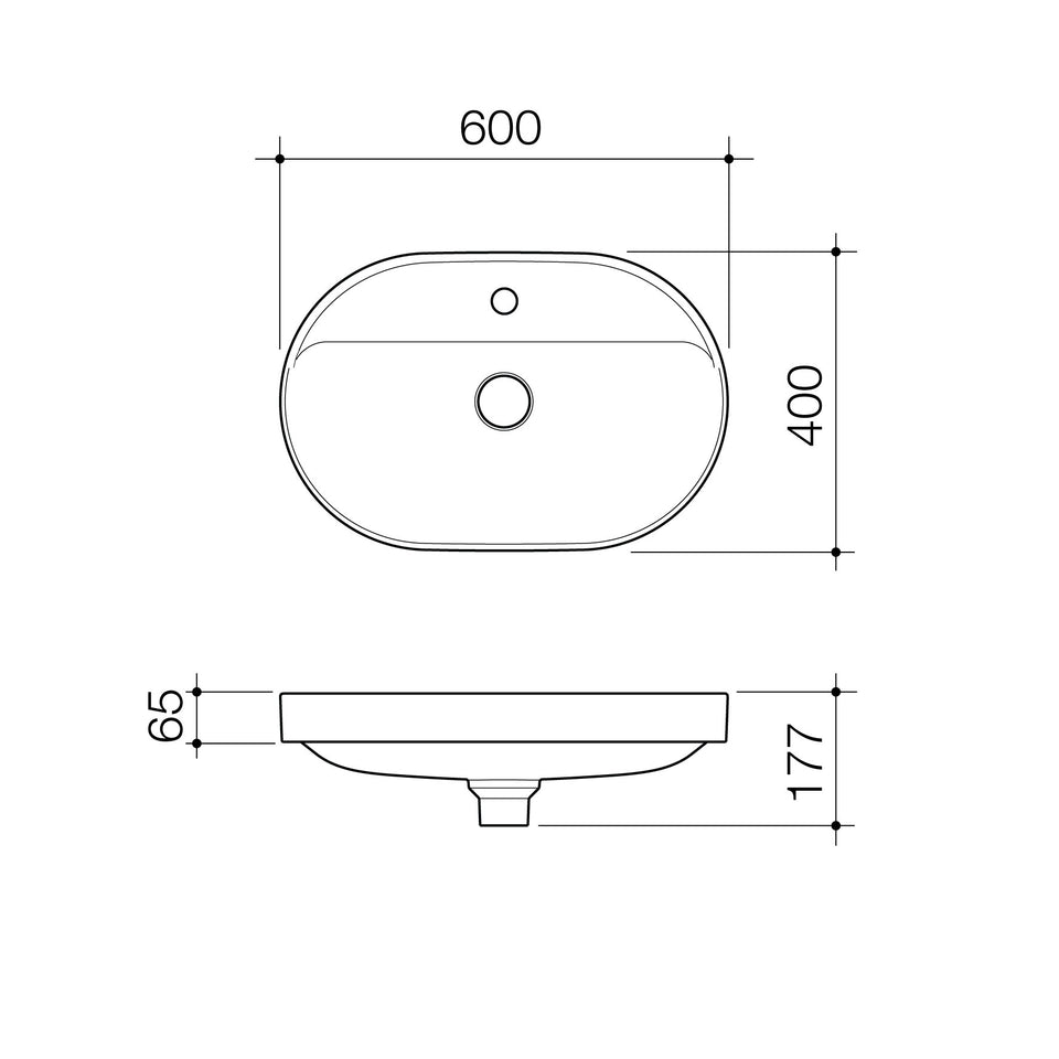 Caroma Liano II 600mm Pill Inset Basin with Tap Landing (1 Tap Hole) - Matte Green (853110MG)