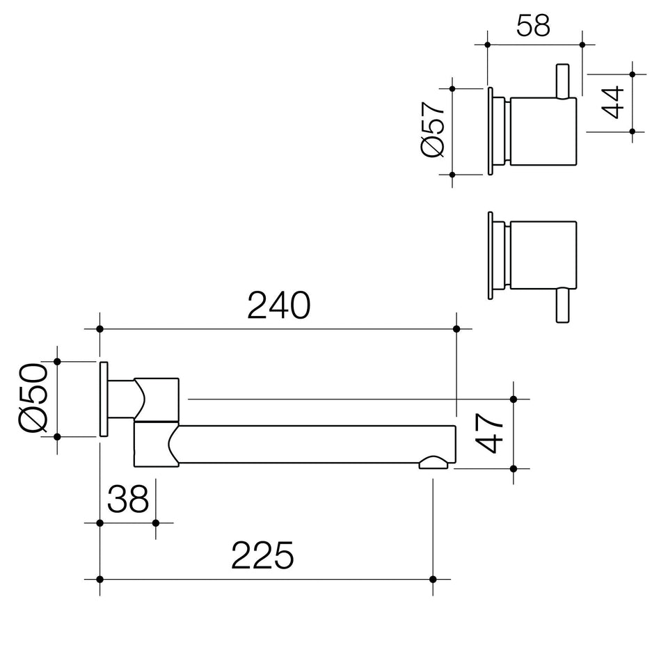 Caroma Luna Lever Lead Free Laundry Tap Set