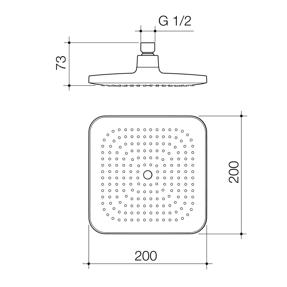 Caroma Luna® Overhead Shower Head Only - Black (90386BL4E)