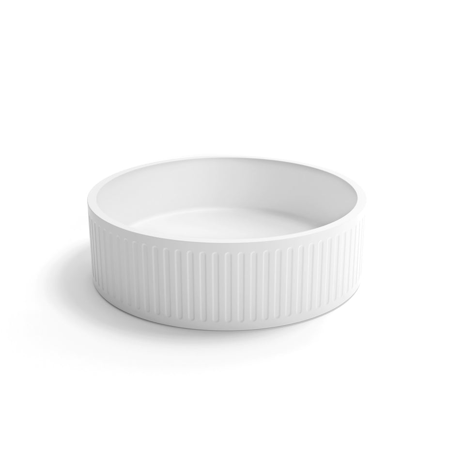 Otti Hudson 400mm Fluted Round Above Counter Basin - White