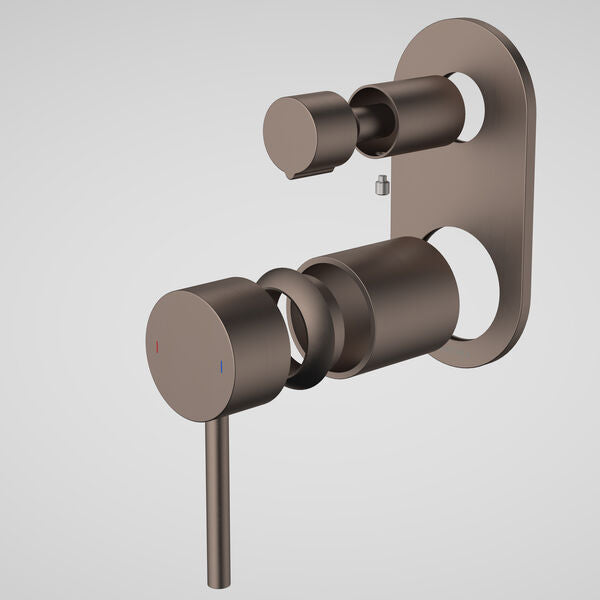 Caroma Liano II Bath/Shower Mixer With Diverter Trim Kit - Round Cover Plate - Brushed Bronze (96369BBZ)