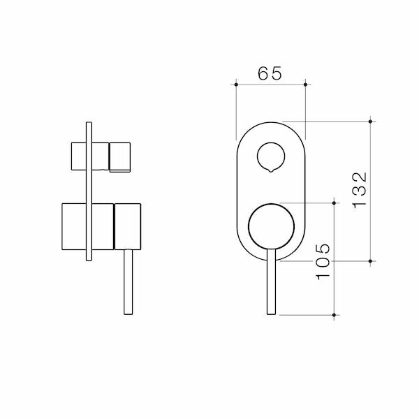 Caroma Liano II Bath / Shower Mixer With Diverter Trim Kit (Round Cover Plate) - Gunmetal (96369GM)