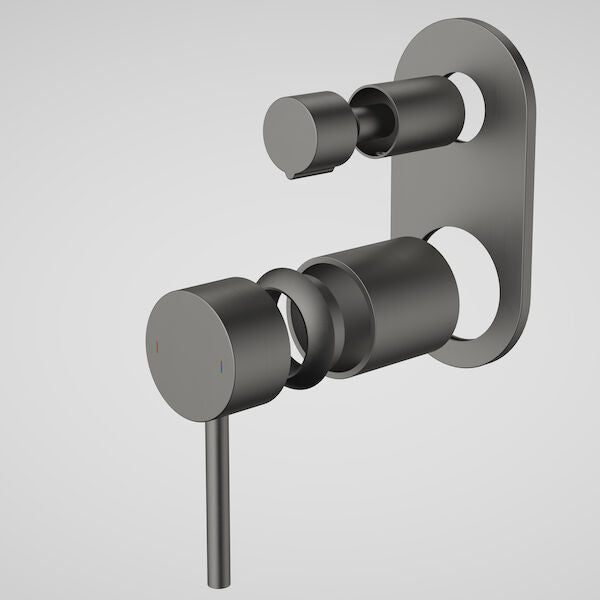Caroma Liano II Bath/Shower Mixer With Diverter Trim Kit - Round Cover Plate - Gunmetal (96369GM)