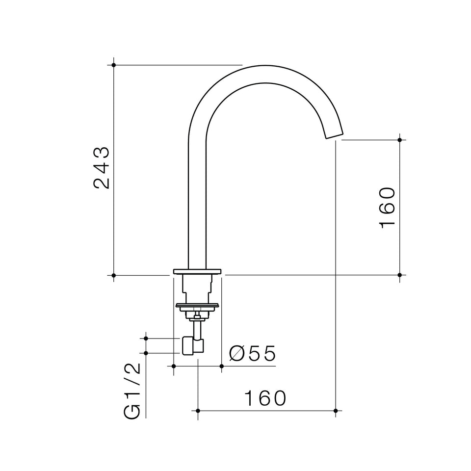 Caroma Liano II Hob Swivel Outlet 160mm - Lead Free - Matte Black (96400B65AF)