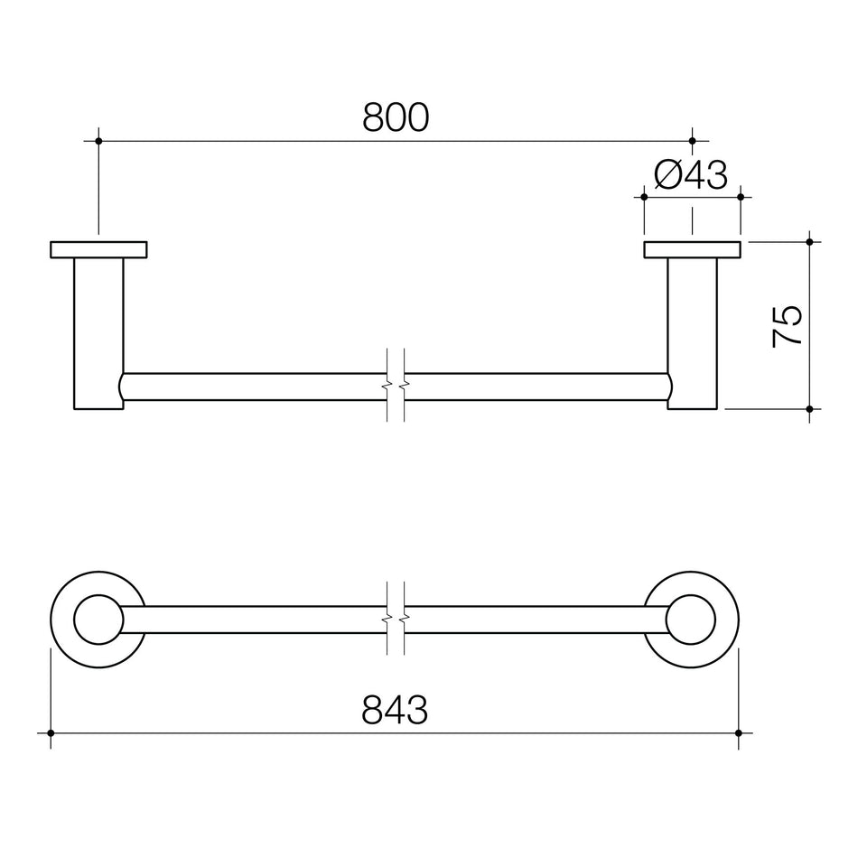 Caroma Liano II Single Towel Rail 640mm (96446B, 96446BB, 96446BBZ, 96446BN)
