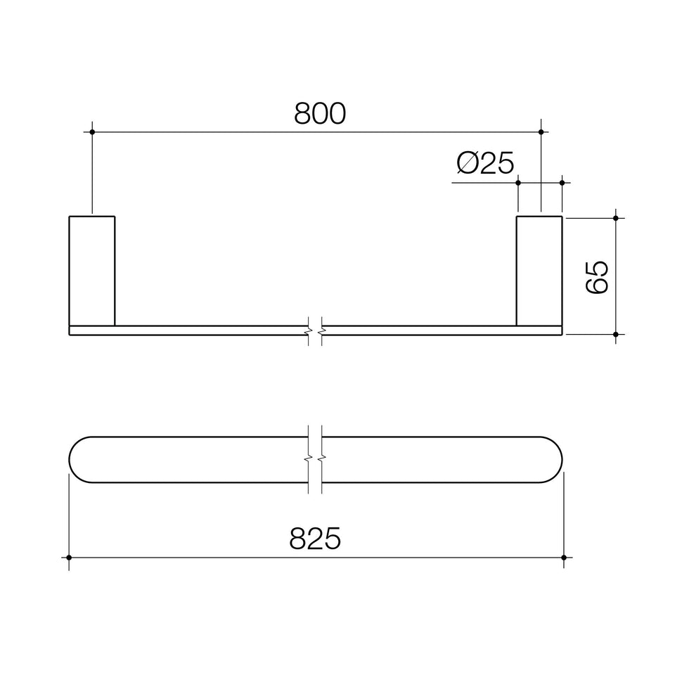 Caroma Urbane® II 825mm Single Towel Rail (99617B, 99617BB, 99617BN, 99617C)